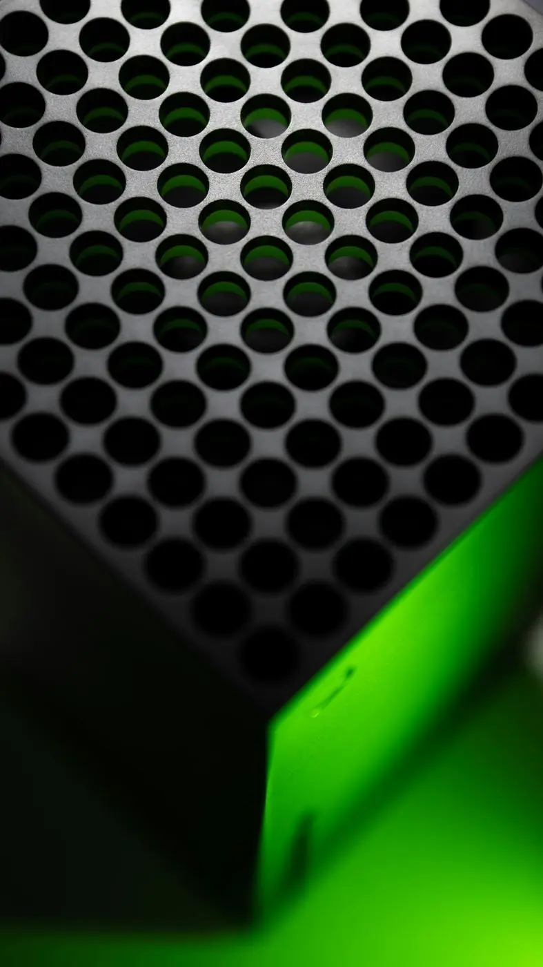 Grille d’aération d’une Xbox Series X en gros plan